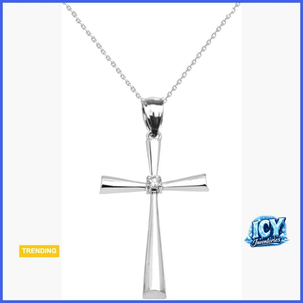 .925 Sterling Silver Diamond Accented Cross Pendant Necklace